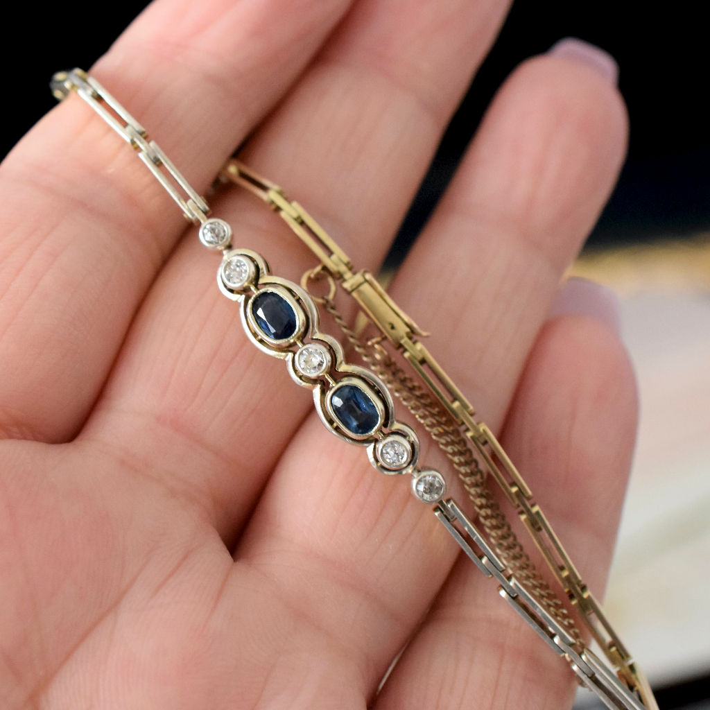 Antique Art Deco Era 9ct Sapphire And Diamond Bracelet Circa 1935
