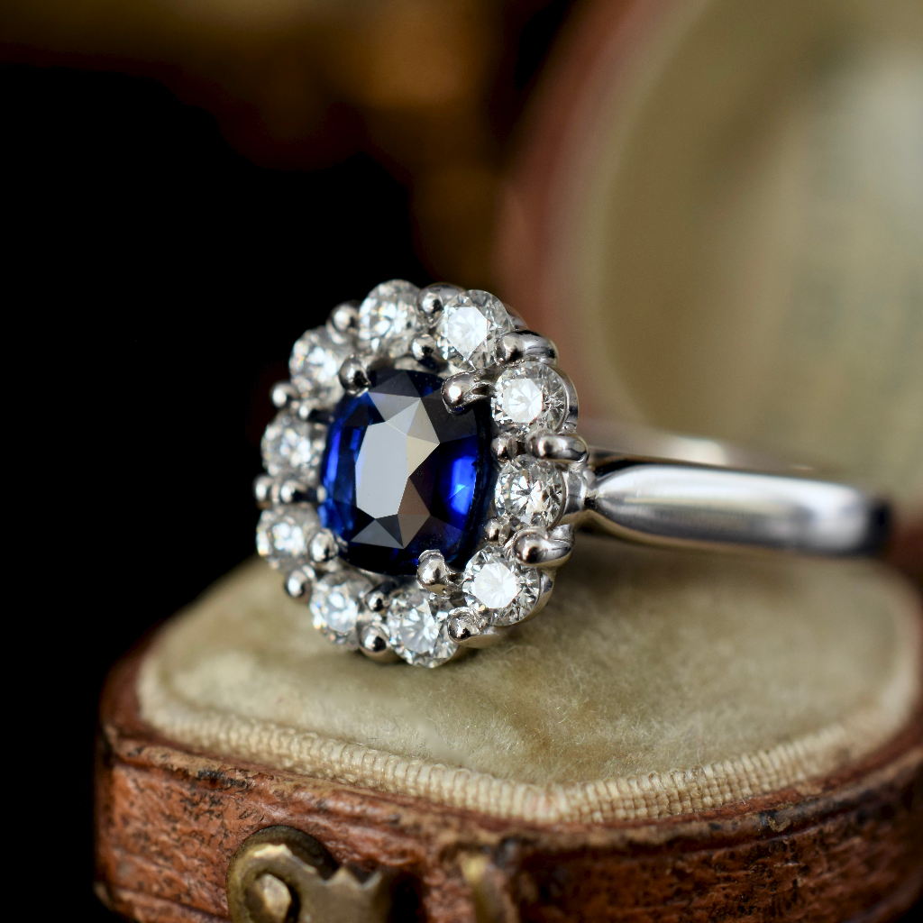 Modern 18ct White Gold Natural Sapphire And Diamond Ring Independent Retail Replacement Valuation Included $6000.00