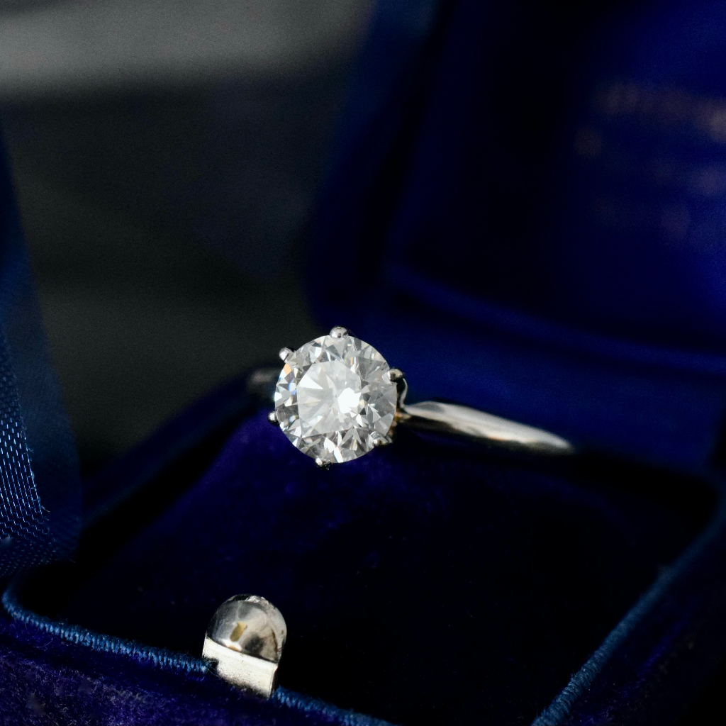 Modern 14ct White Gold Solitaire Diamond 0.90ct Ring Independent Valuation Included In Purchase For $7,500