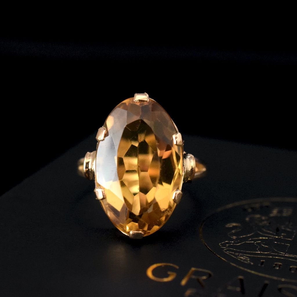 Vintage 18ct Yellow Gold Golden Citrine Ring