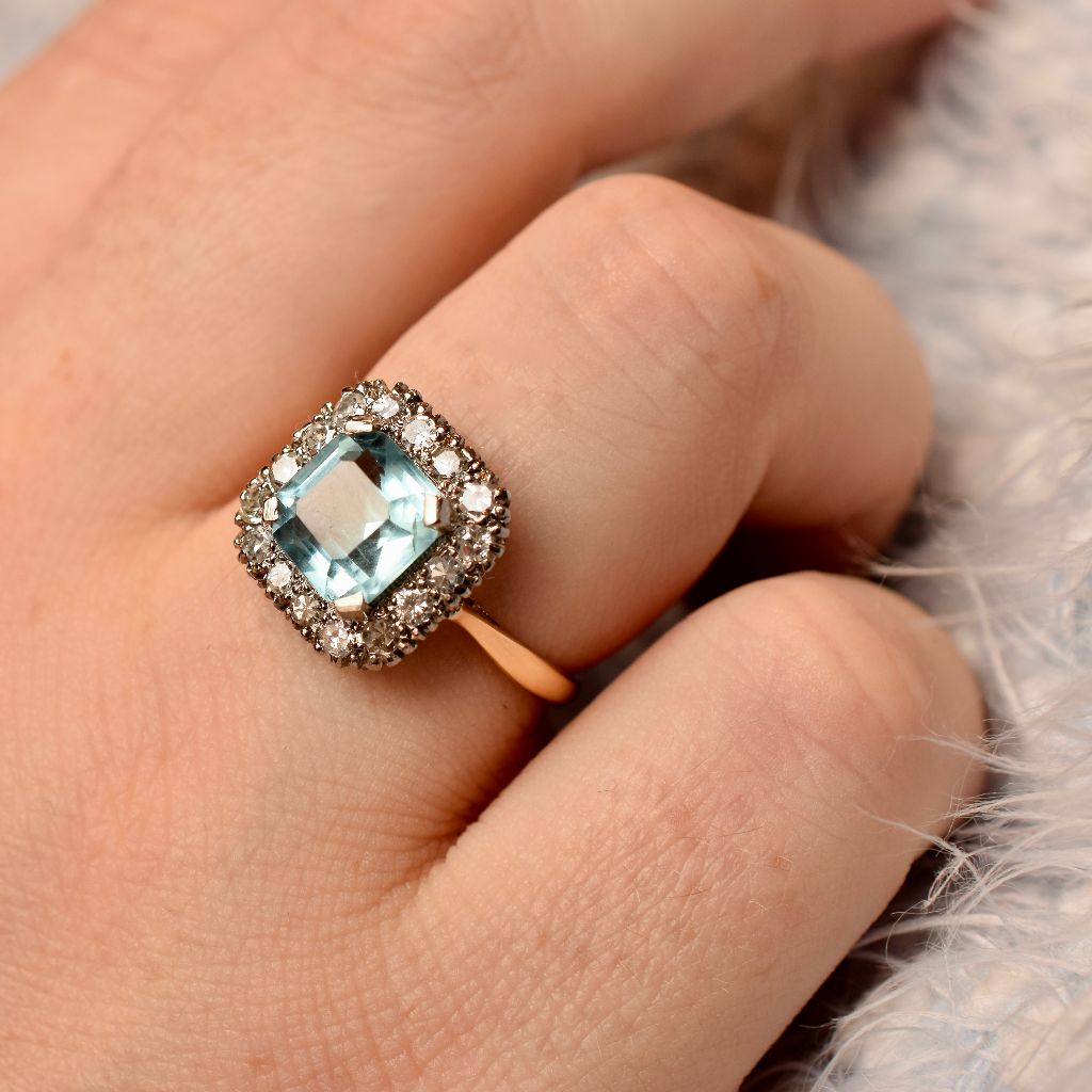 Vintage/ Antique 18ct Platinum Diamond And ‘Paste’ Ring