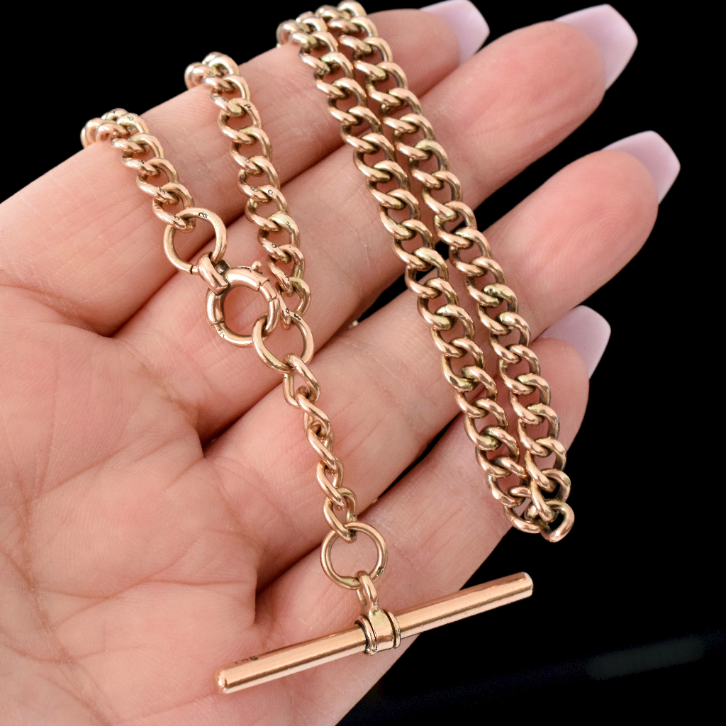 Antique 9ct Rose Gold Fob Watch Chain 37 grams