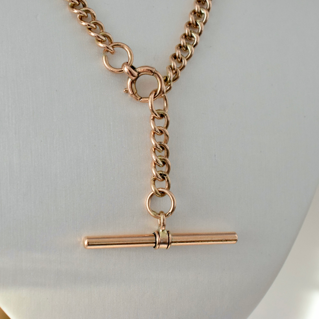 Antique 9ct Rose Gold Fob Watch Chain 37 grams