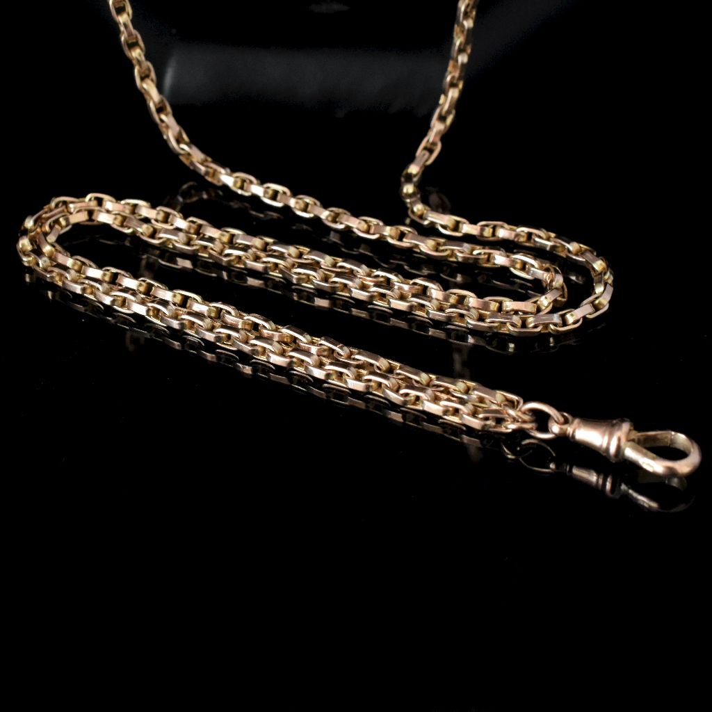 Antique Victorian 9ct Rose Gold Long Guard Chain Circa 1900