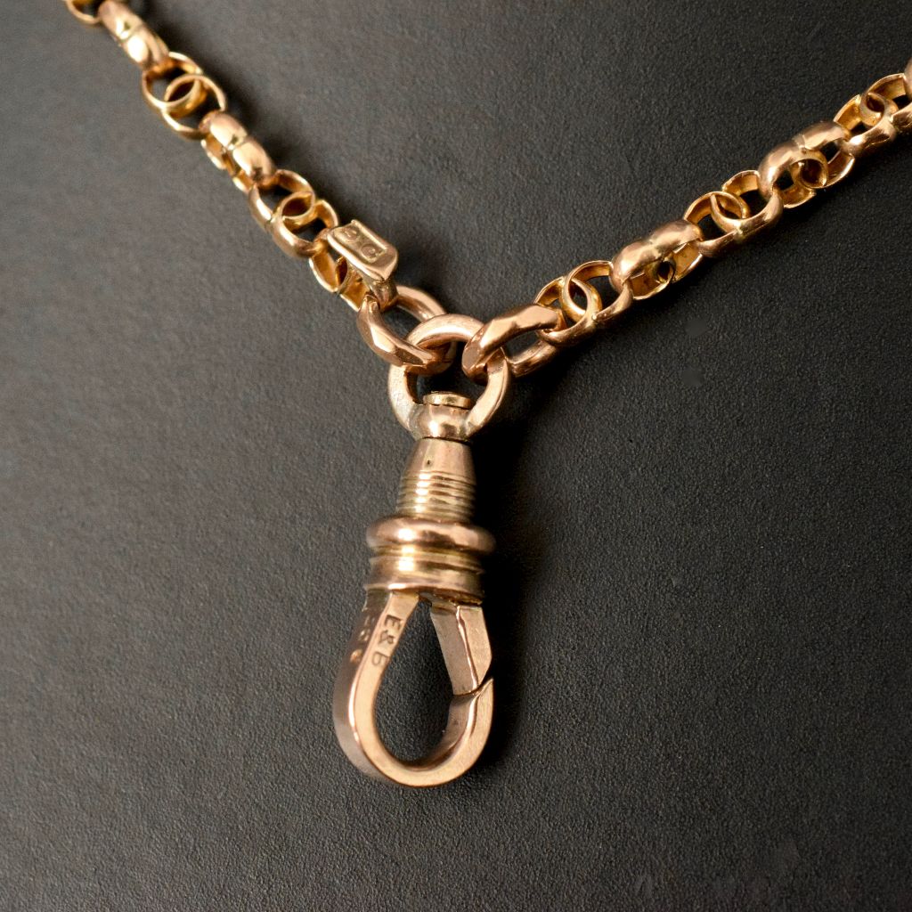 Impeccable Victorian 9ct Rose Gold Long Guard Chain Circa 1900
