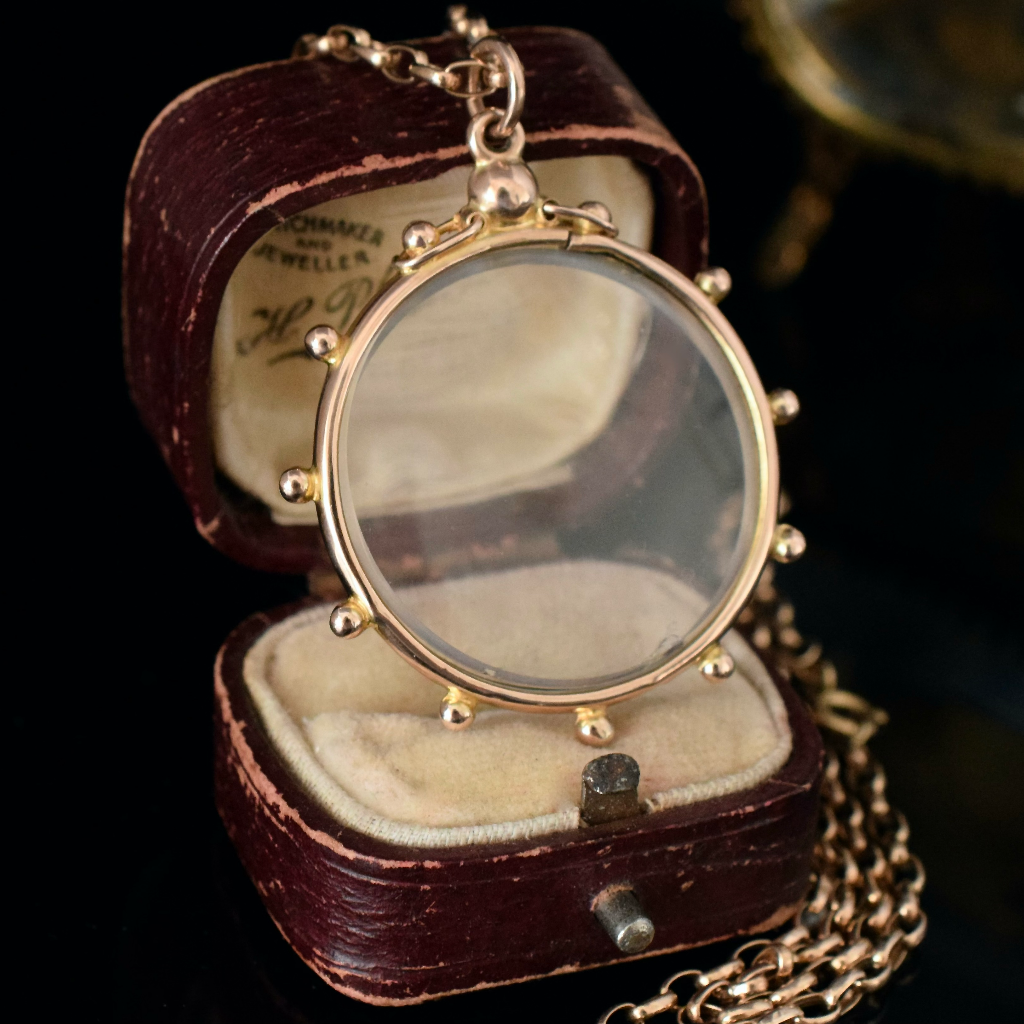 Charming Antique 9ct Rose Gold Double Sided Photo Locket Circa 1910