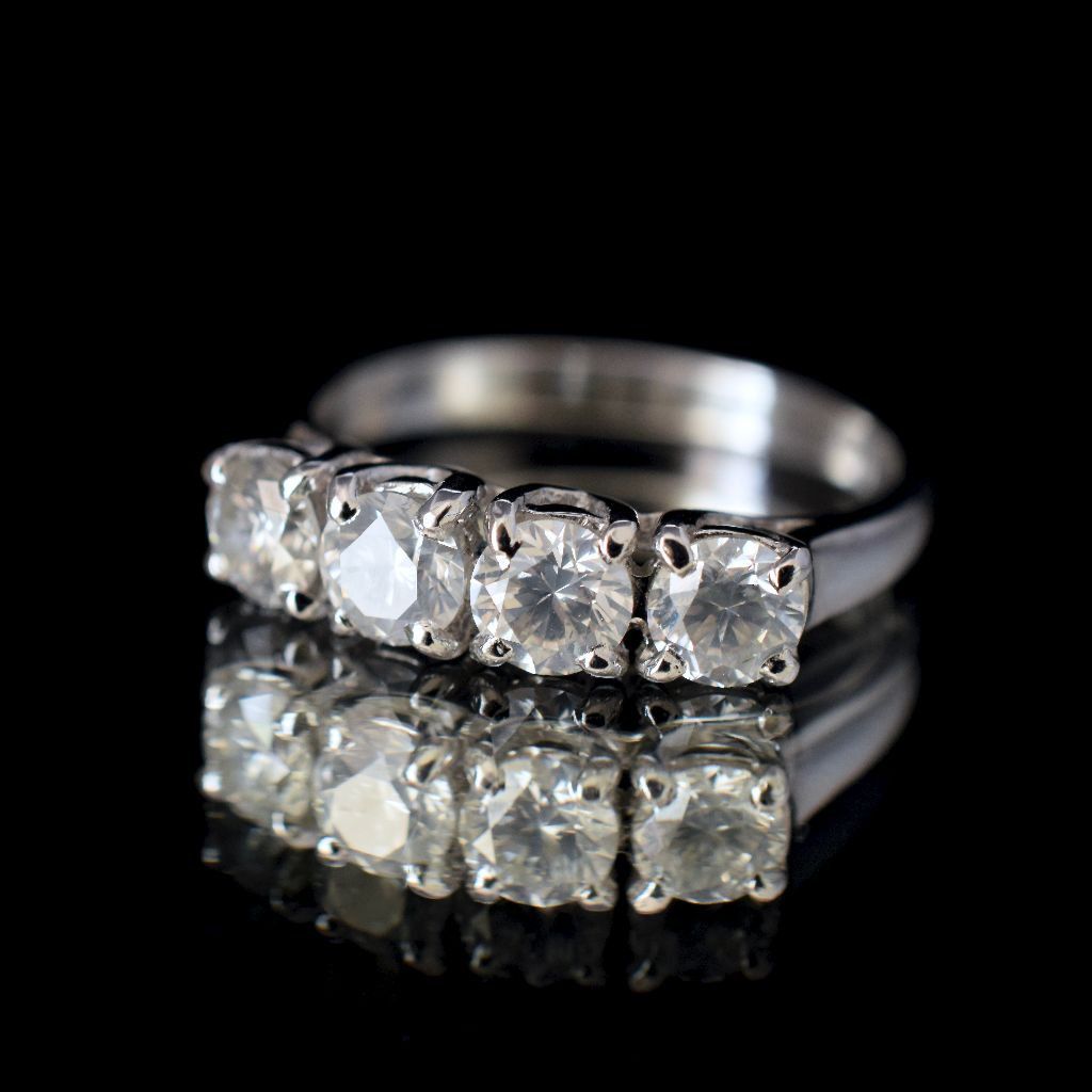 Modern 18ct White Gold Diamond 1.32 Carat Ring