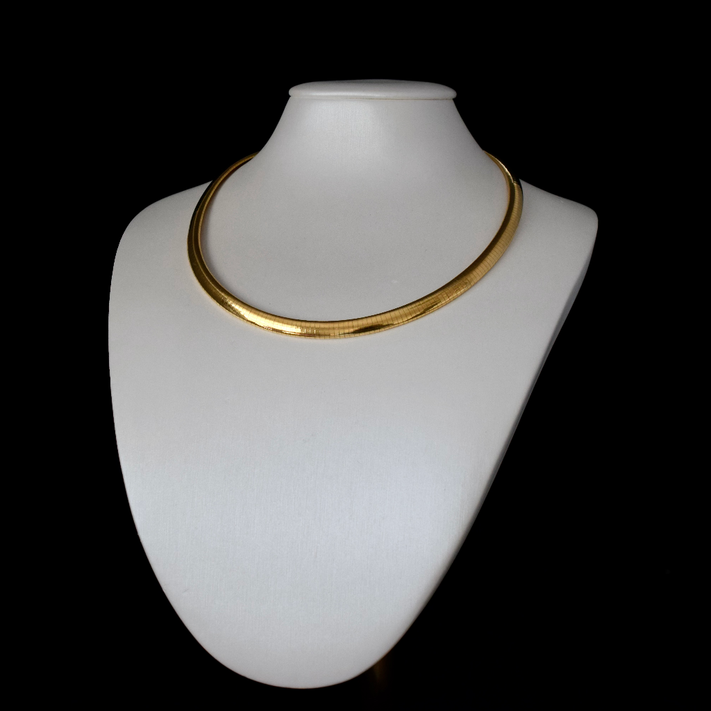 Modern 18ct Yellow Gold Italian Omega Collar Necklace 45 Grams