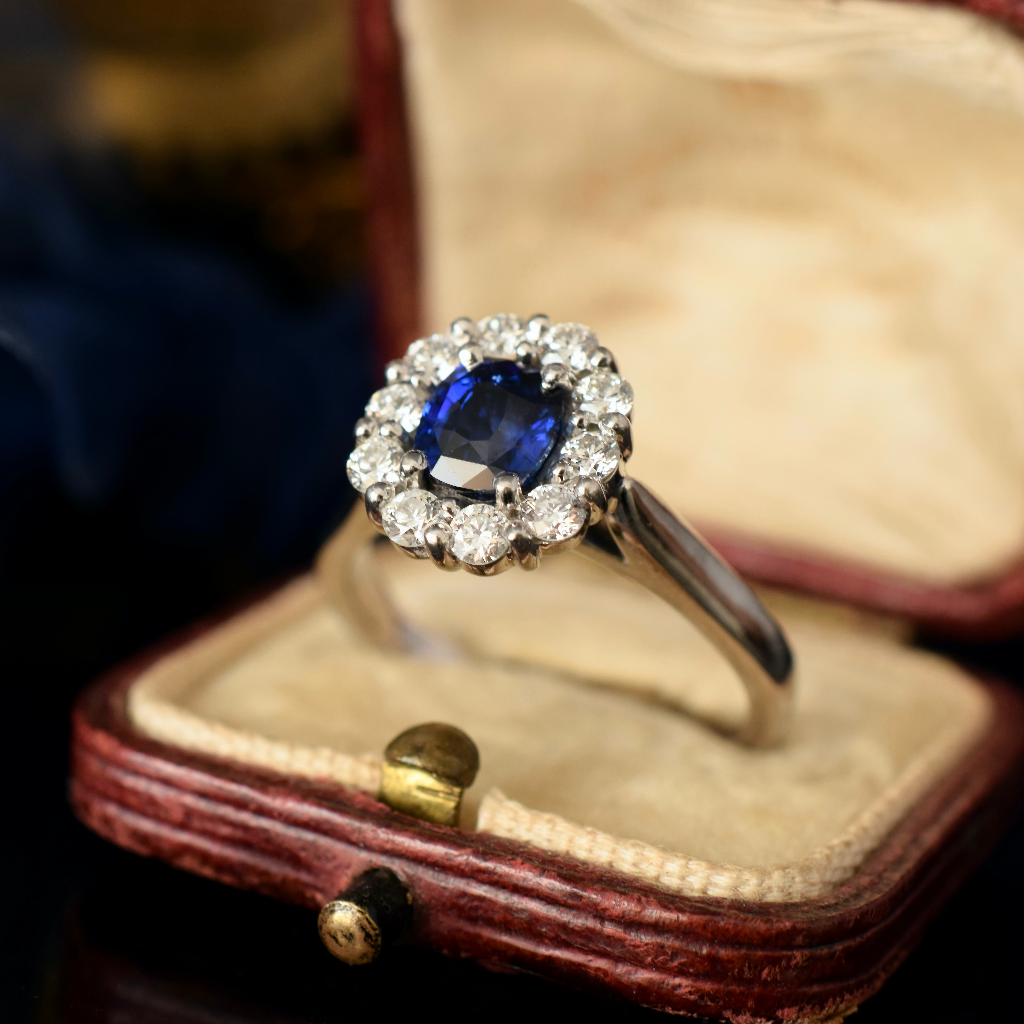 Modern 18ct White Gold Natural Sapphire And Diamond Ring Independent Retail Replacement Valuation Included $6000.00