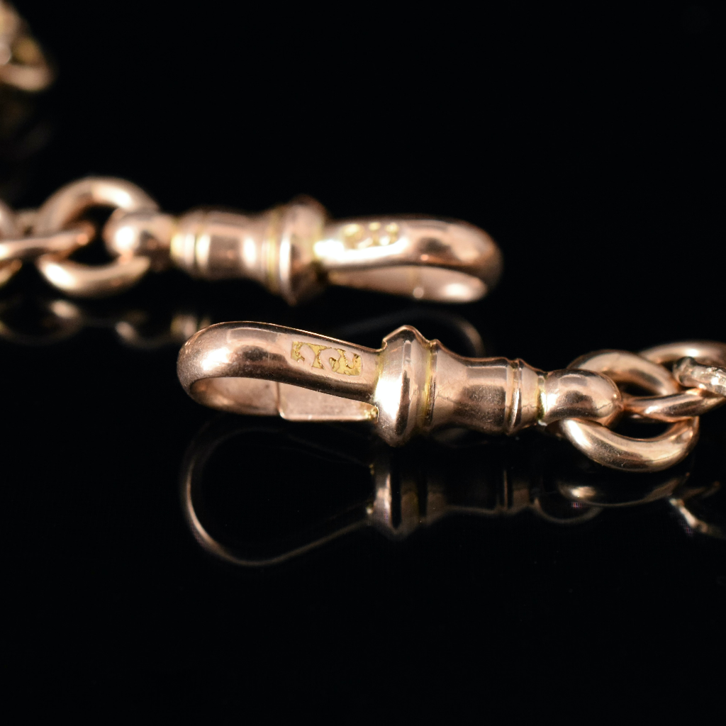 Antique Australian 9ct Fancy Double Albert Chain Circa 1900 By Harry Gaskell