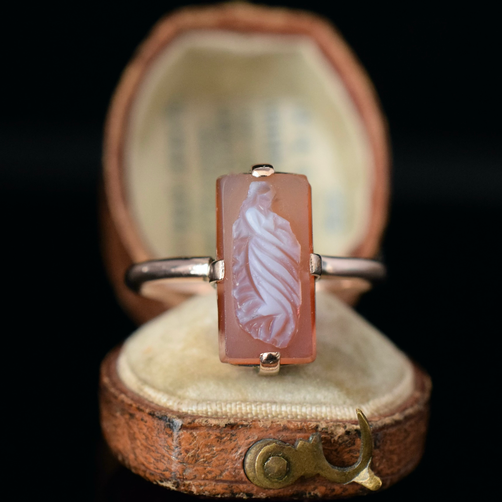 Antique 15ct And 9ct Rose Gold Hardstone Cameo Ring Circa 1900