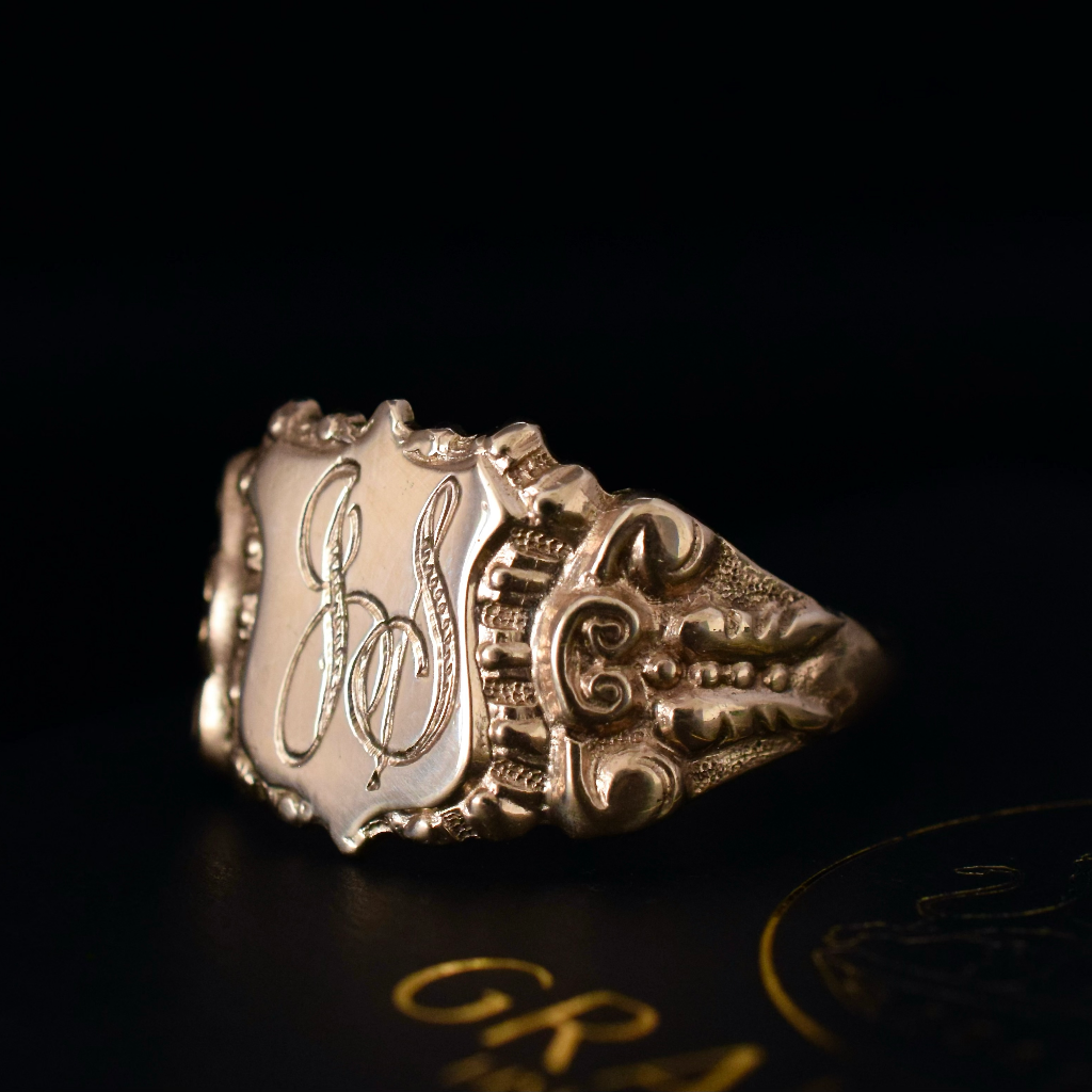Vintage Australian 9ct Rose Gold Unisex Signet Ring By ‘Rodd’ Circa 1948