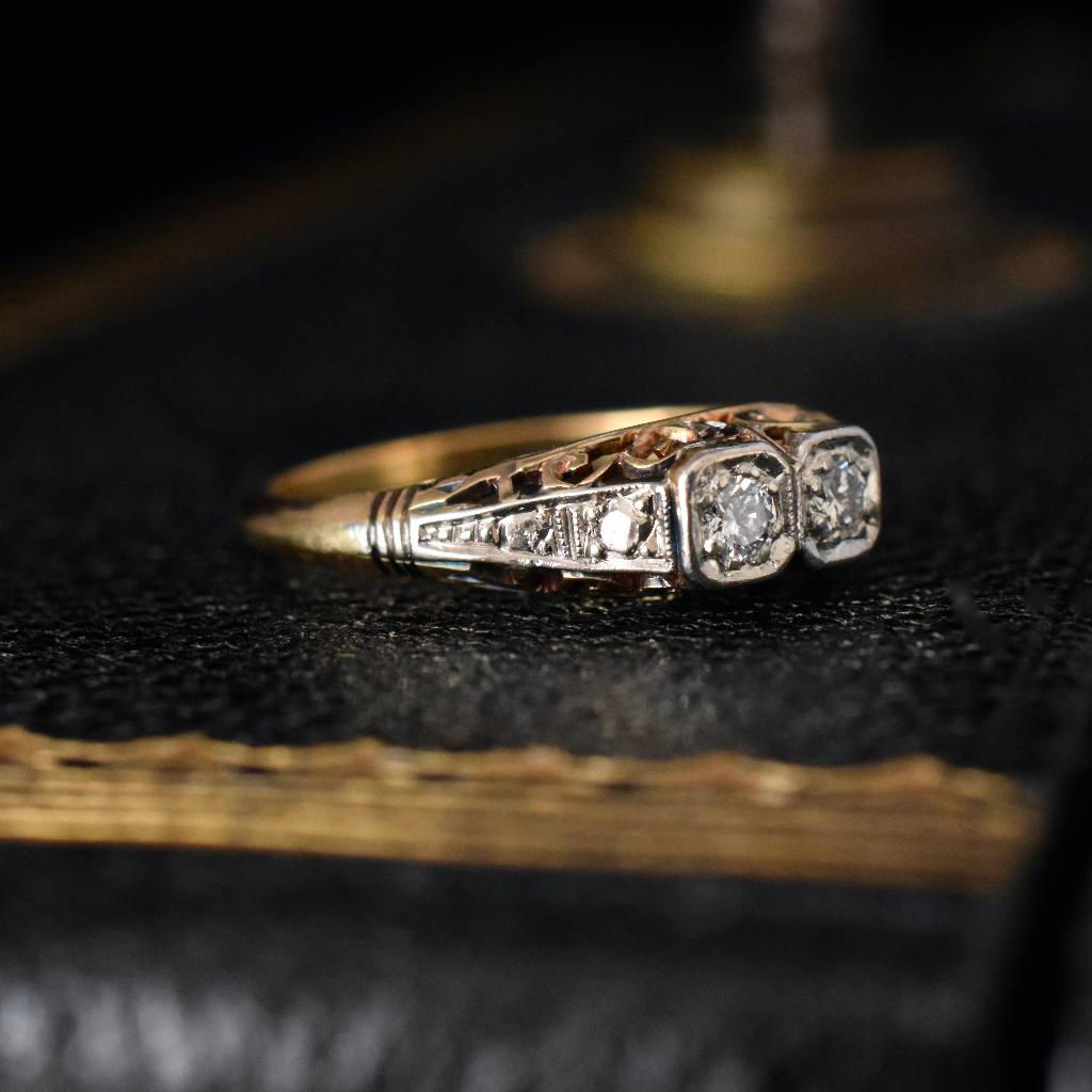 Antique Australian Art Deco 18ct, Platinum, Diamond Ring by ‘Saunders’
