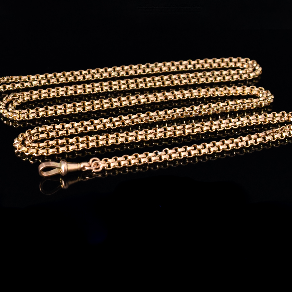 Superb Antique Australian 9ct Yellow Gold Long Guard Chain Circa 1890