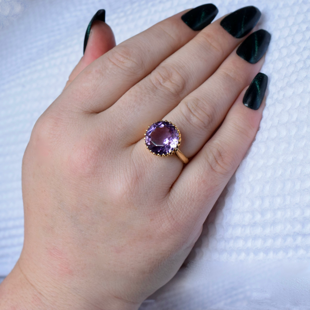 Antique/Vintage 18ct Yellow Gold Natural Amethyst Ring