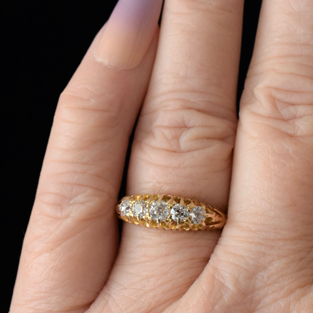 Antique 18ct Yellow Gold Five Stone Diamond Ring Circa 1900 Independent Insurance Valuation Included With Purchase $4500.00 AUD