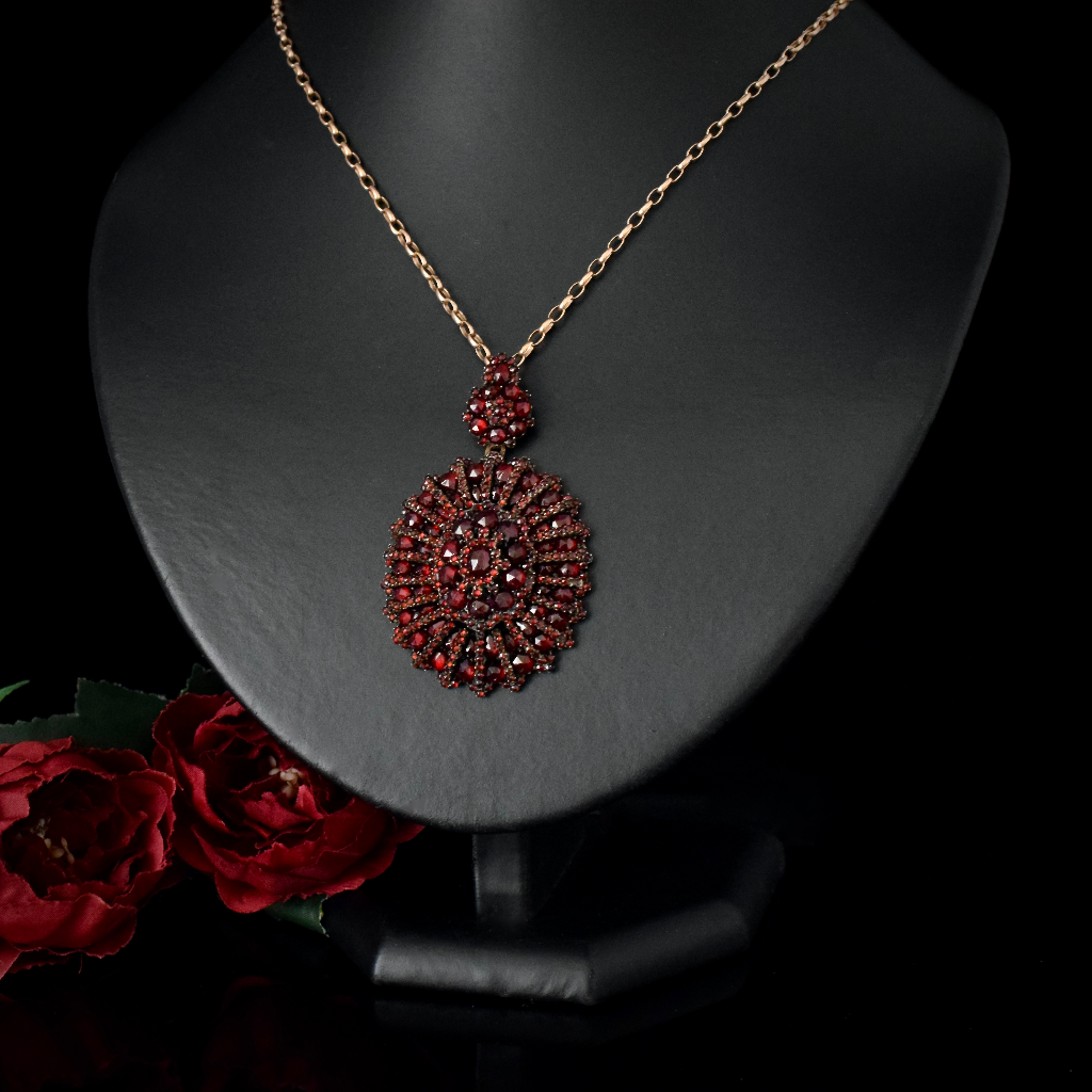 Antique Victorian Bohemian Garnet Pendant Circa 1880