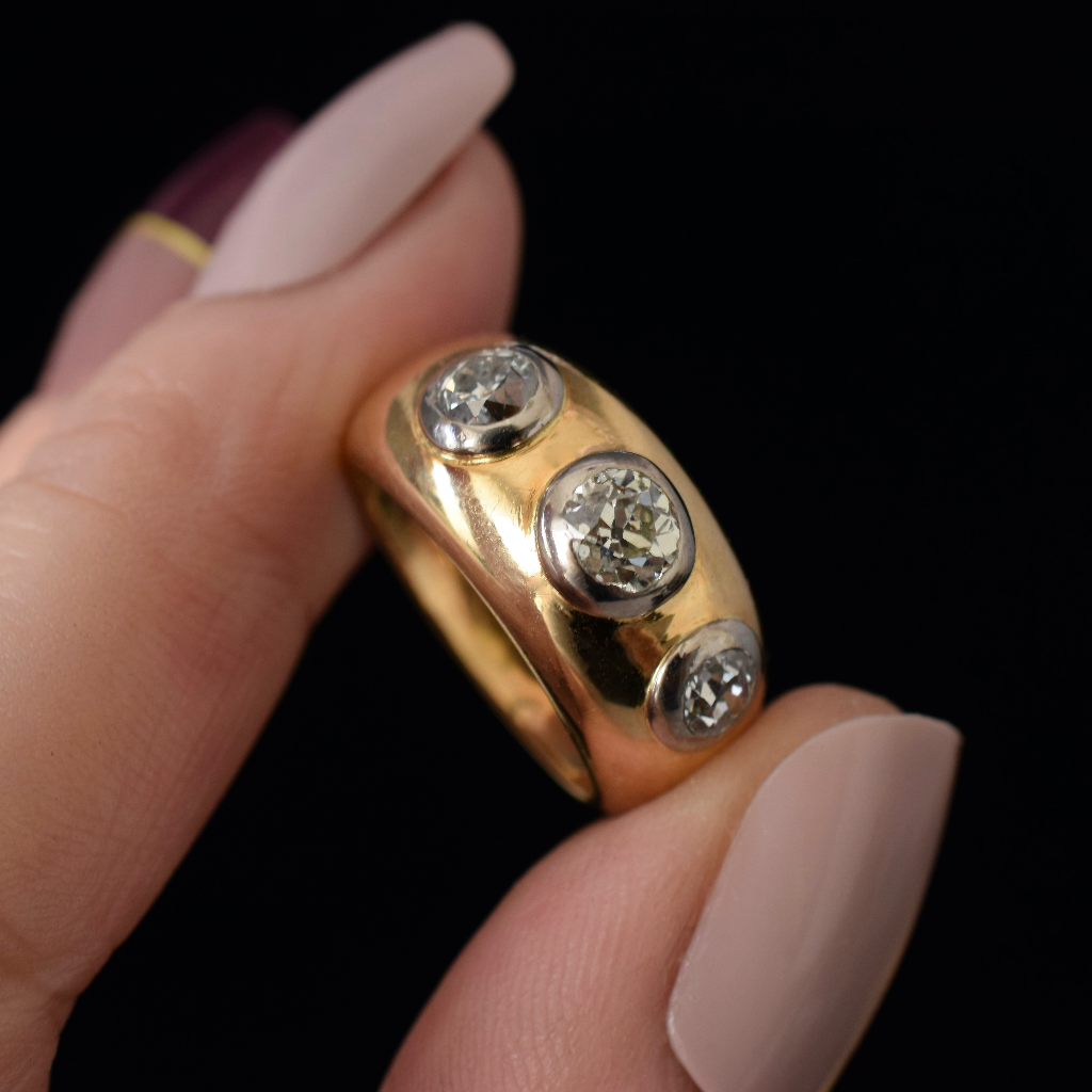 18ct Yellow Gold Three Diamond ‘Gypsy’ Ring 1.35ct Independent Valuation Included In Purchase For $9,750.00 AUD