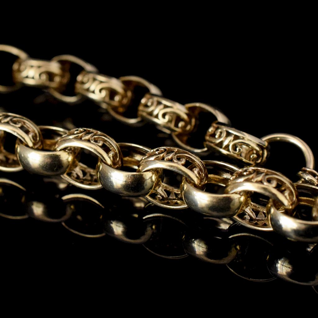 Modern 9ct Yellow Gold Fancy Belcher Link Bracelet With Diamond Padlock