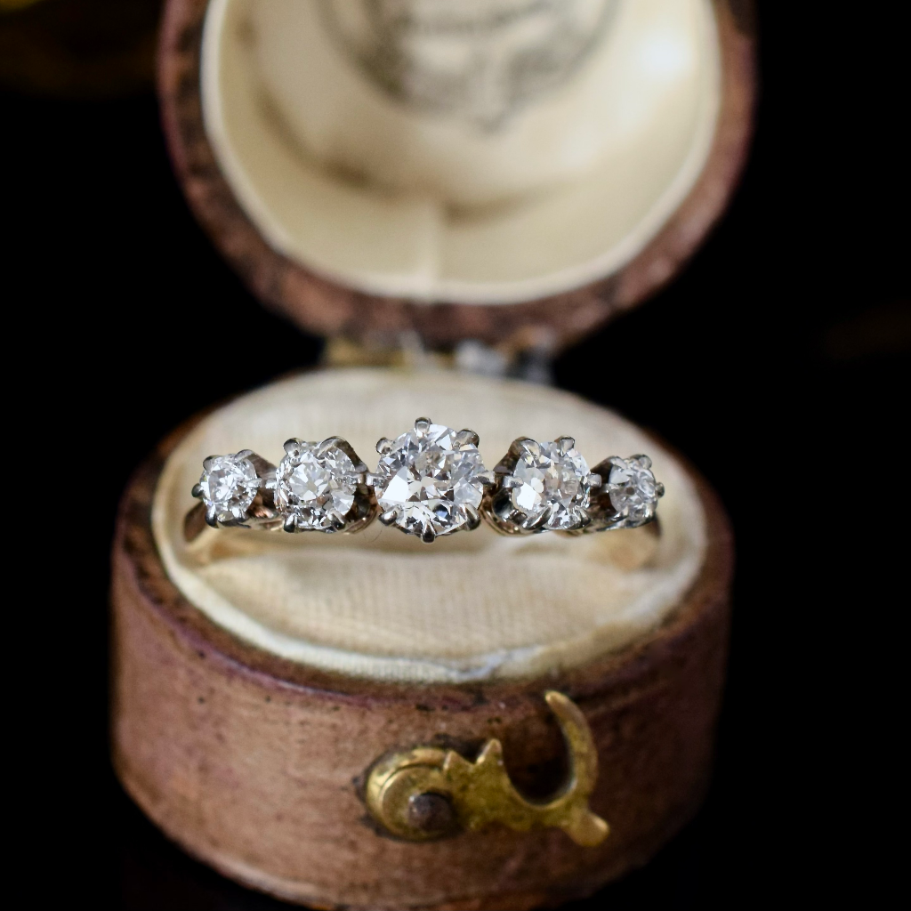 Antique Australian 18ct Gold Five Diamond Half Hoop Ring By William Dunkling Independent Valuation Included $5000 AUD