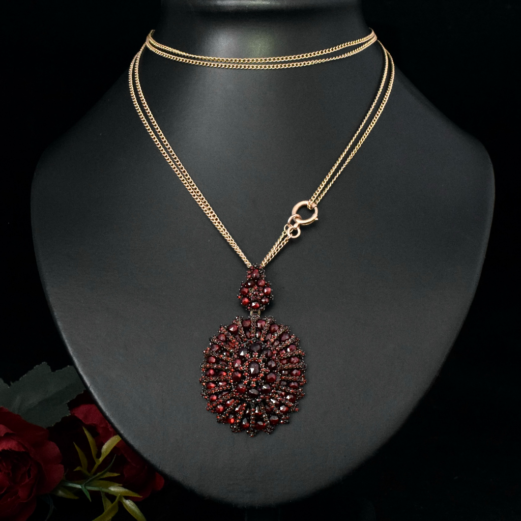 Antique Victorian Bohemian Garnet Pendant Circa 1880