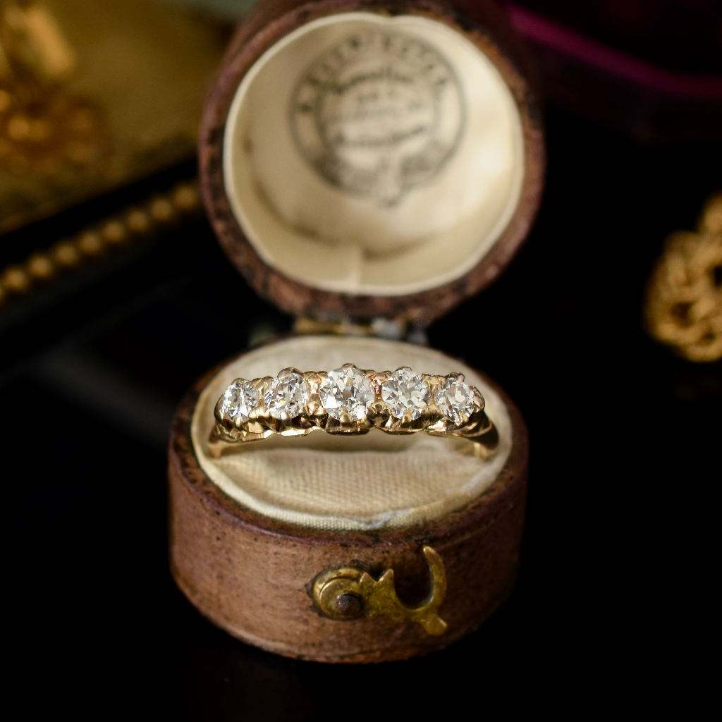 Antique 18ct Yellow Gold Diamond Half Hoop Ring Circa 1900 Independent Valuation Included In Valuation $4500 AUD