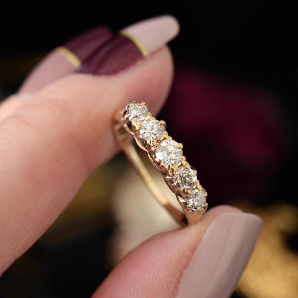 Antique 18ct Yellow Gold Diamond Half Hoop Ring Circa 1900 Independent Valuation Included In Valuation $4500 AUD