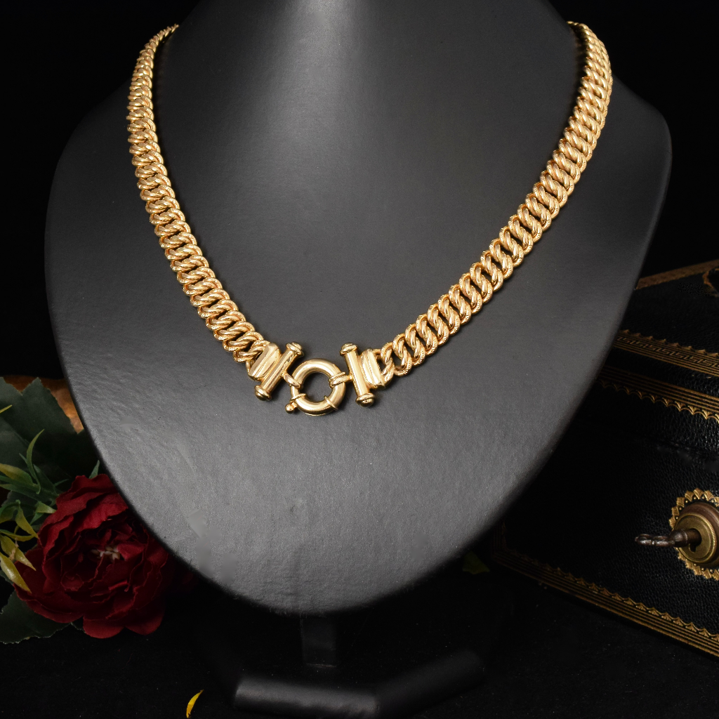 Modern Italian 9ct Yellow Gold Woven Engraved Link Necklace 50 Grams