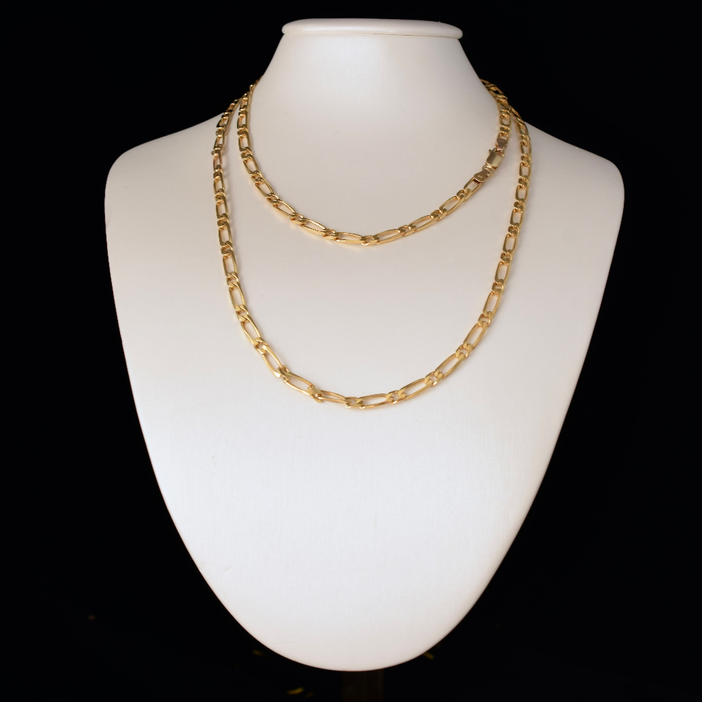 Modern 9ct Yellow Gold Figaro Chain Necklace 80cm