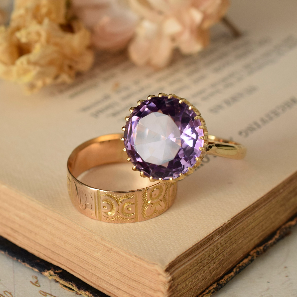 Antique/Vintage 18ct Yellow Gold Natural Amethyst Ring