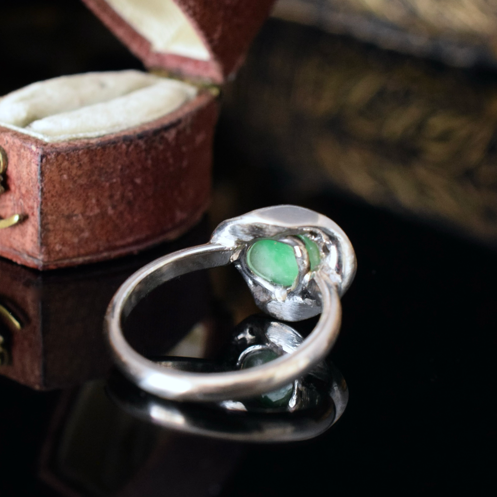 Modern 18ct White Gold Jadeite And Diamond Ring Independent Valuation Included In Purchase For $6500 AUD