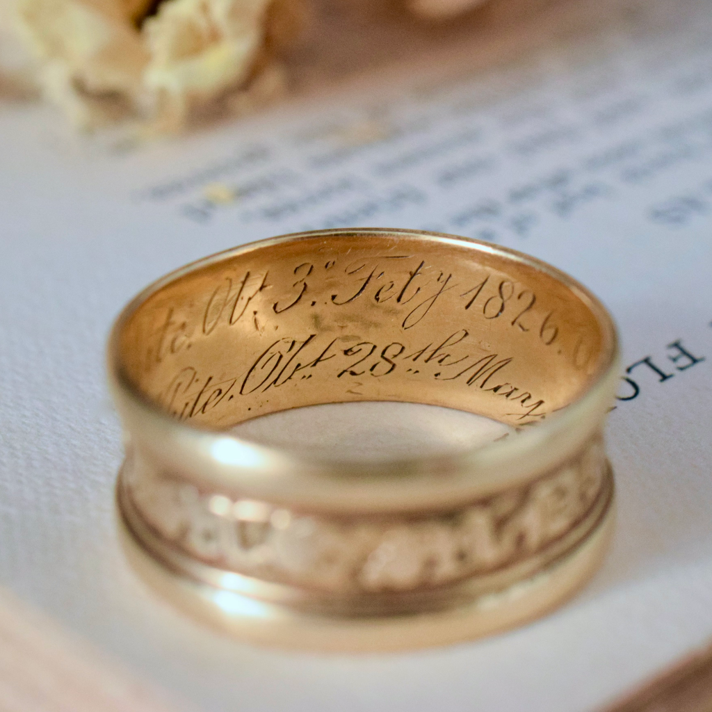 Antique Georgian 18ct Yellow Gold Mourning Ring London 1826