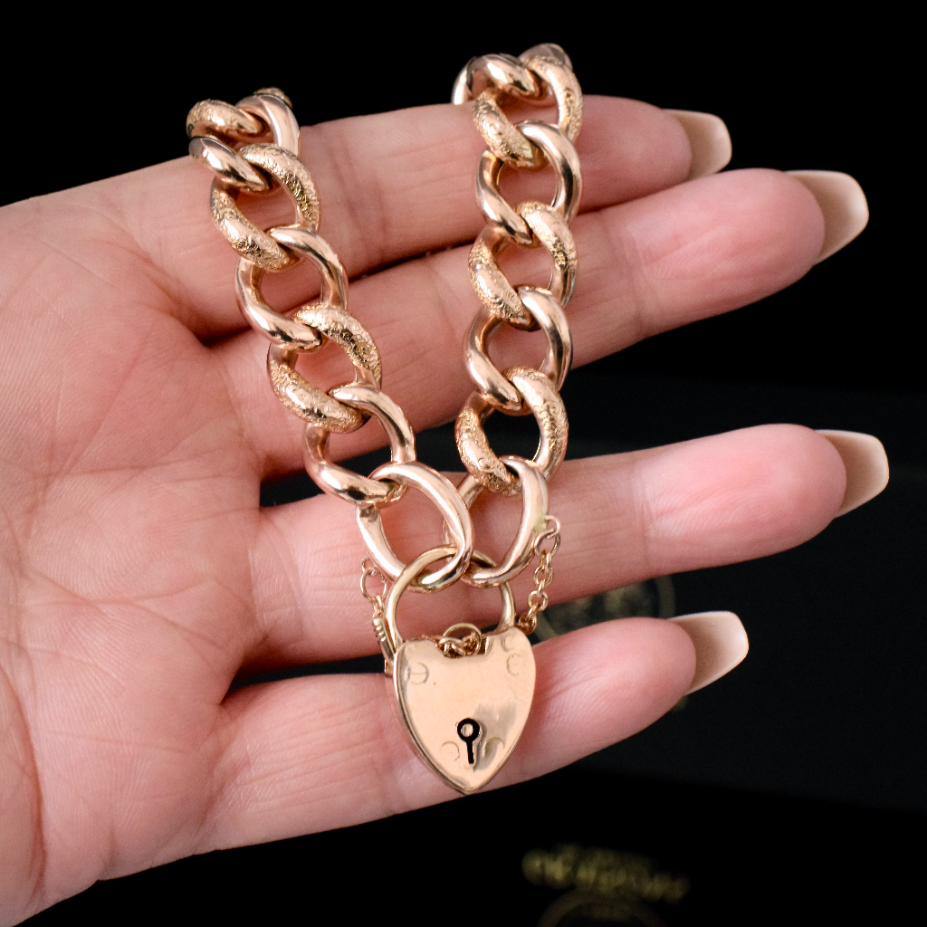 Antique Edwardian 9ct Rose Gold ‘Day And Night’ Padlock Bracelet Circa 1910