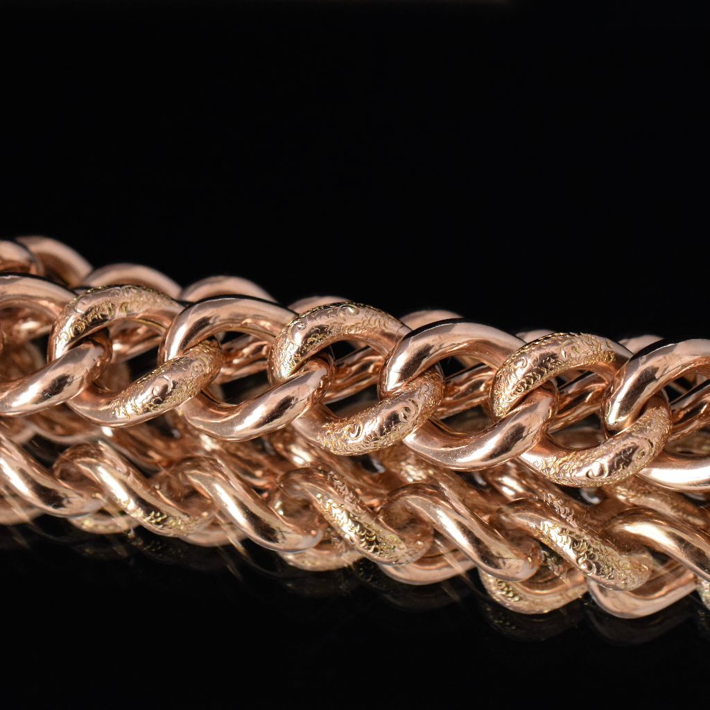 Antique Edwardian 9ct Rose Gold ‘Day And Night’ Padlock Bracelet Circa 1910