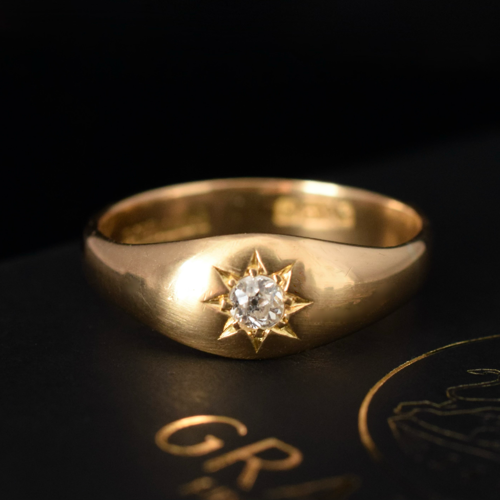 Antique Australian 18ct Yellow Gold Diamond ring By Willis and Sons/Retailed By T. Gaunt Circa 1915