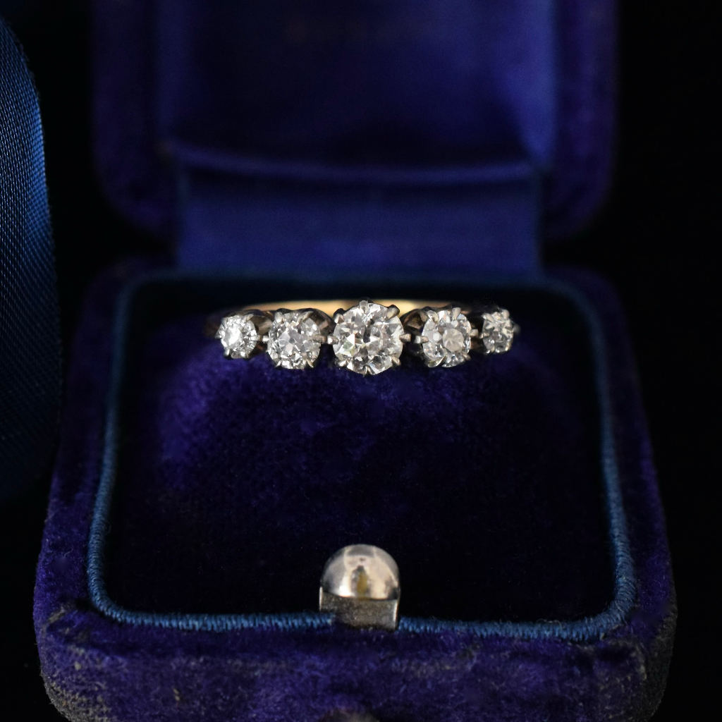Antique 18ct Yellow Gold And Platinum Diamond Half Hoop Circa 1910 Independent Valuation Included In Purchase $4000.00 AUD