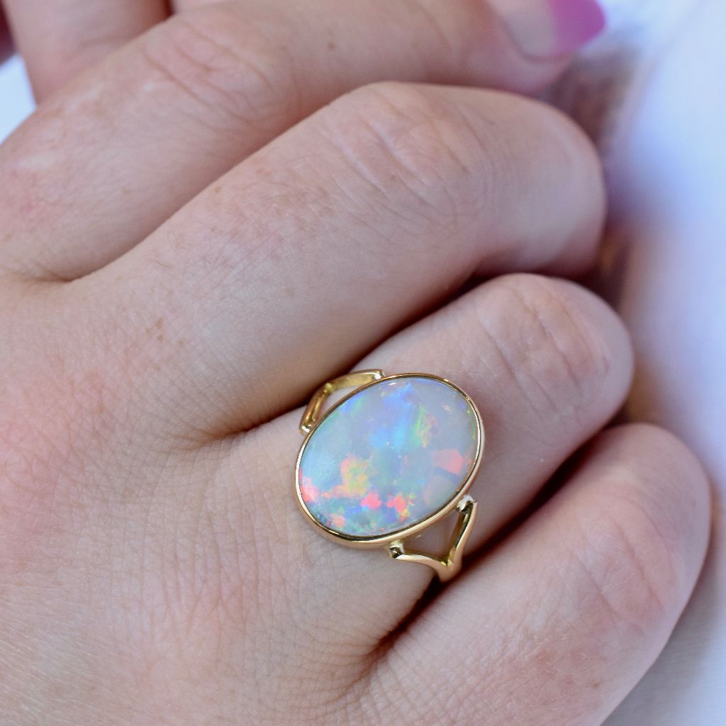 18ct Yellow Gold Australian Crystal Opal Ring