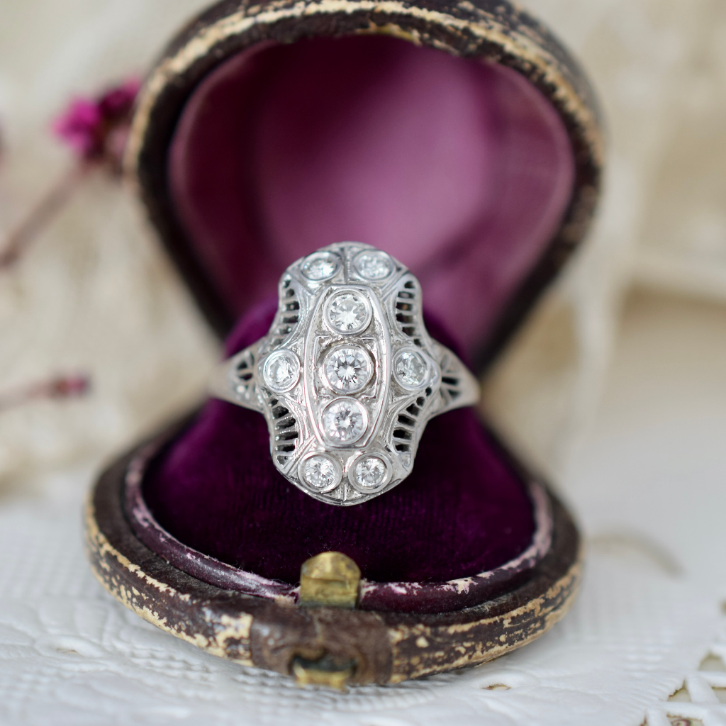 Antique Art Deco 18ct White Gold Diamond Ring circa 1935