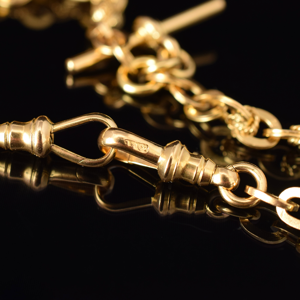 Antique Australian 15ct Yellow Gold Double Albert Watch Chain By Stewart Bros Circa 1915