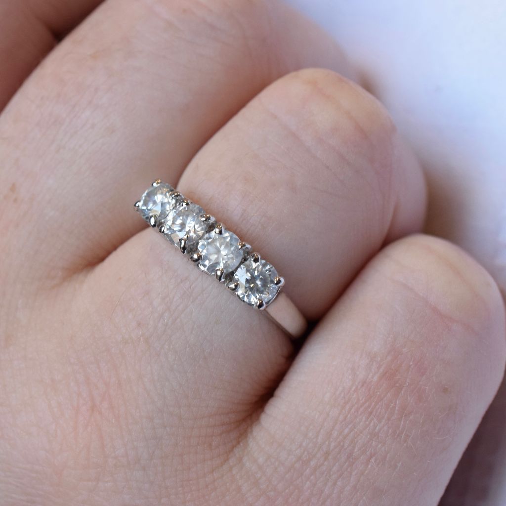 Modern 18ct White Gold Diamond 1.32 Carat Ring