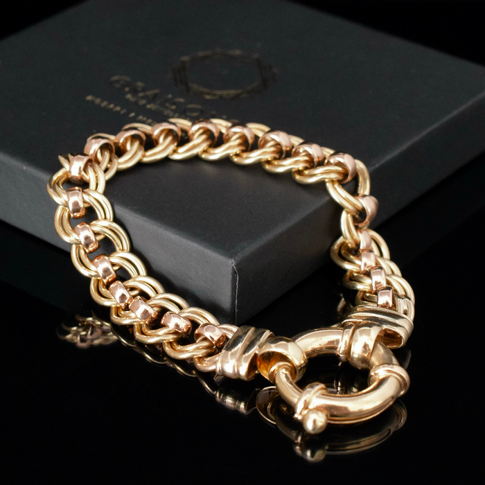 Heavy 9ct Yellow And Rose Gold ‘Rollo’ Bracelet 29.9 Grams