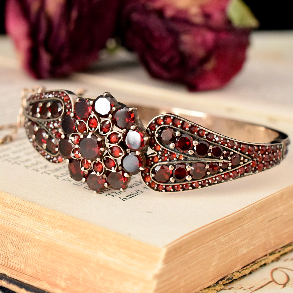 Antique Czech Victorian Bohemian Garnet Bangle