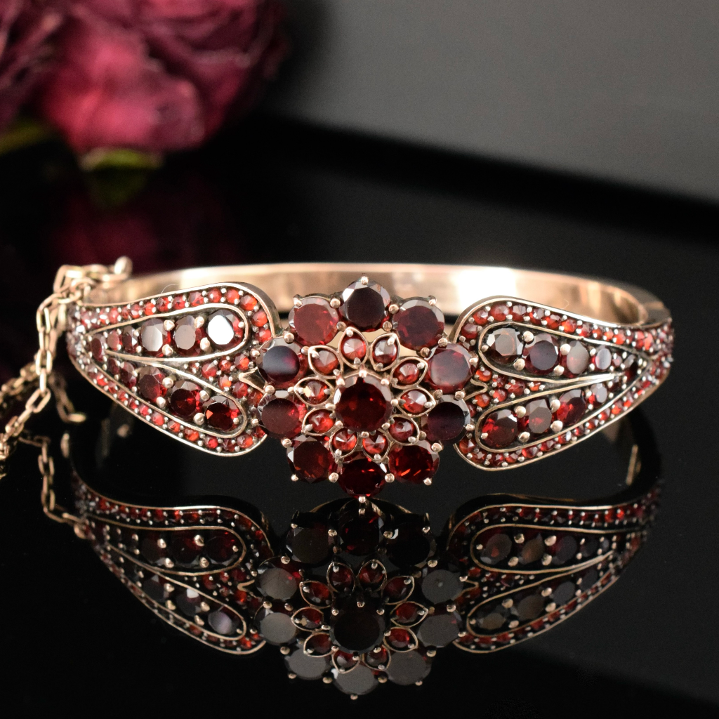 Antique Czech Victorian Bohemian Garnet Bangle