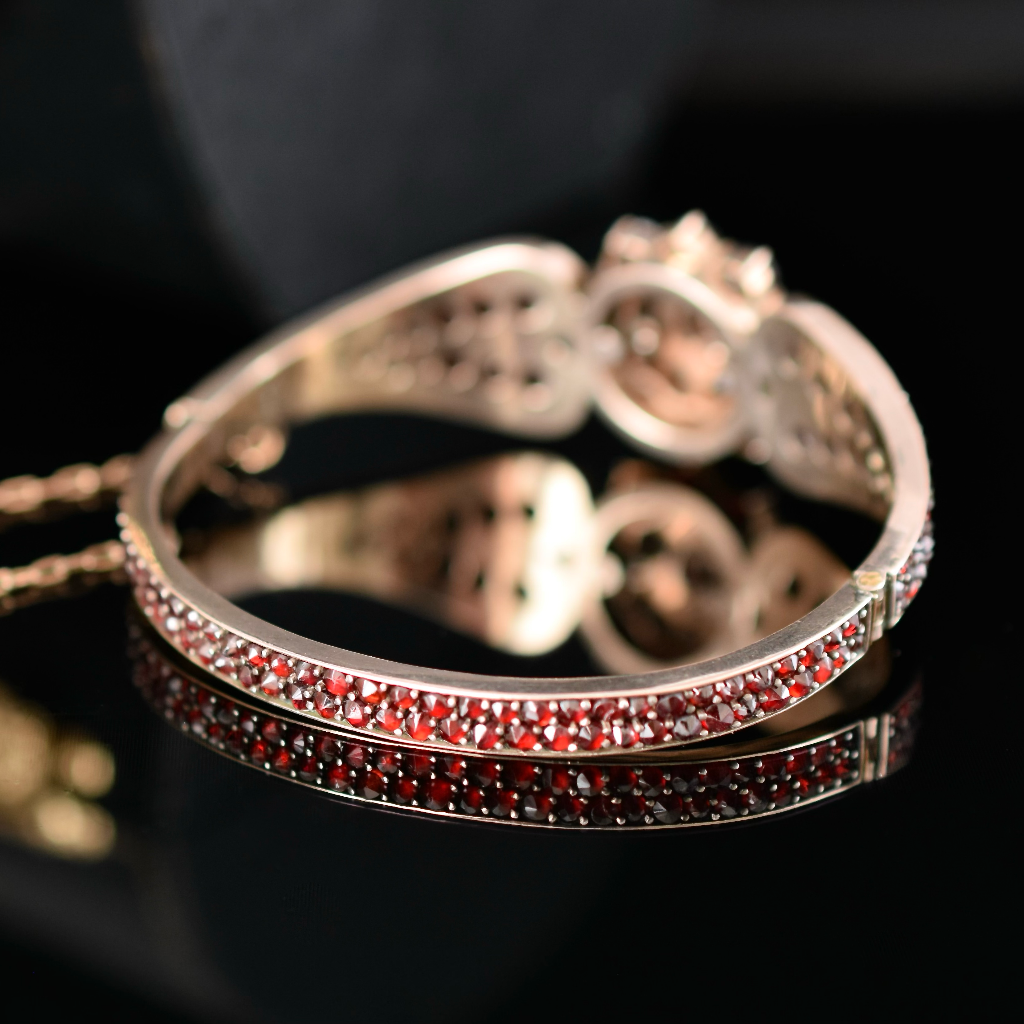 Antique Czech Victorian Bohemian Garnet Bangle