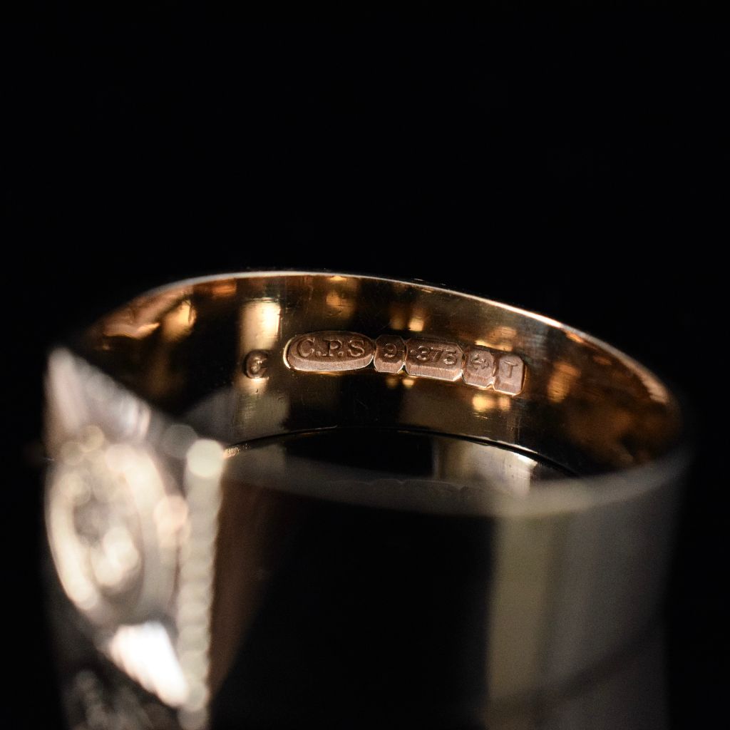 Vintage 9ct Yellow Gold Wide St. Christopher Ring