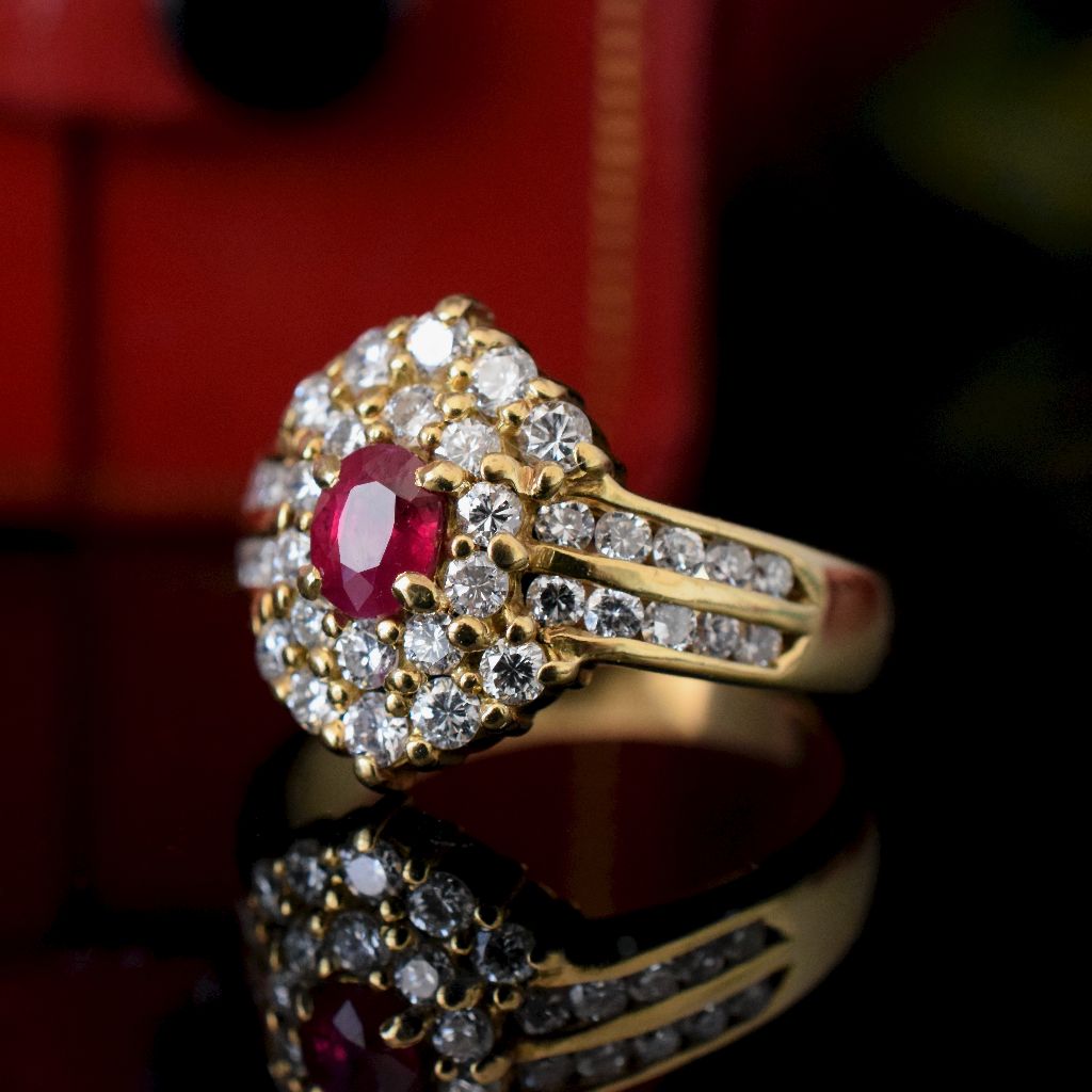 Stunning 18ct Yellow Gold Natural Ruby And Diamond Ring Independent Gemmological Valuation for $8300.00