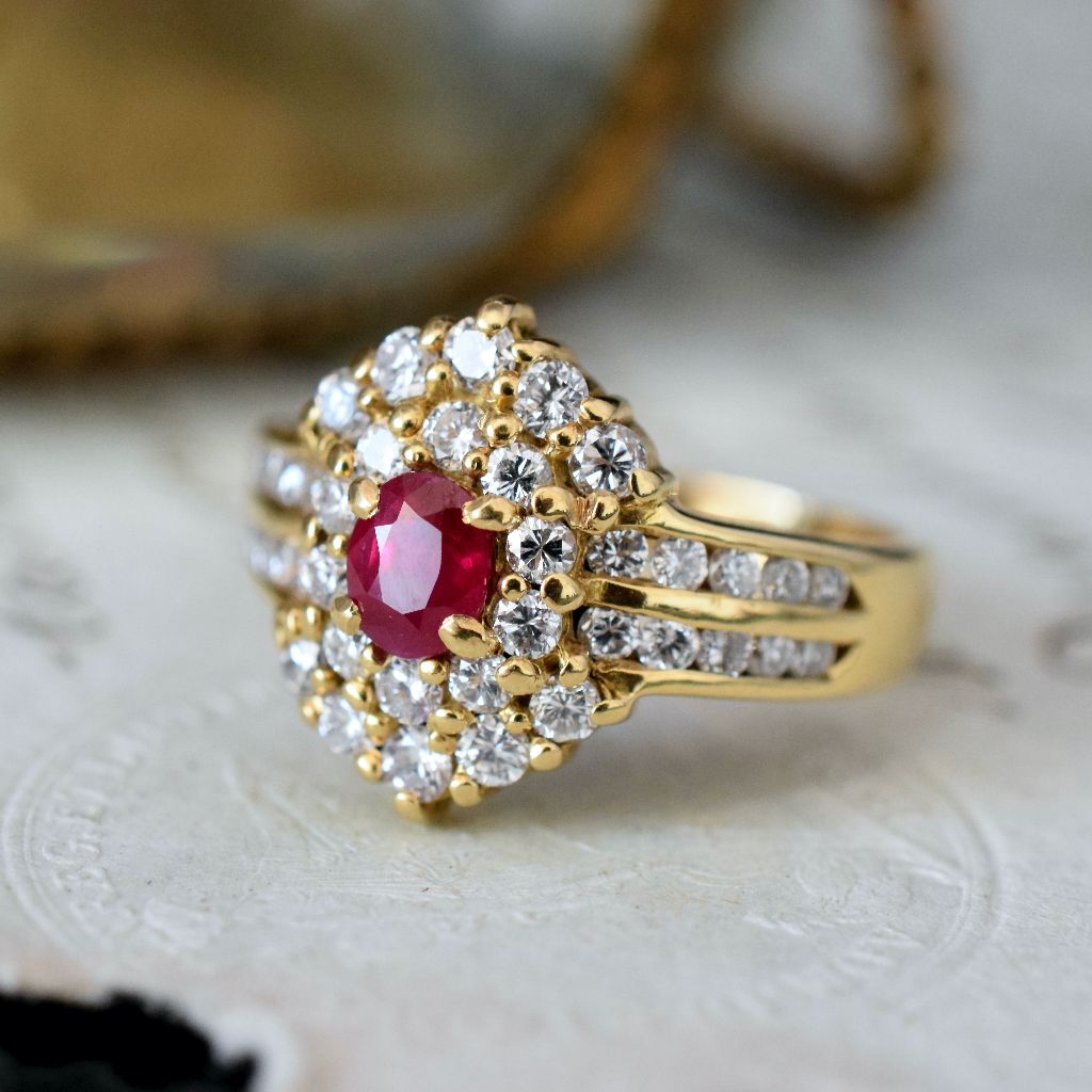 Stunning 18ct Yellow Gold Natural Ruby And Diamond Ring Independent Gemmological Valuation for $8300.00