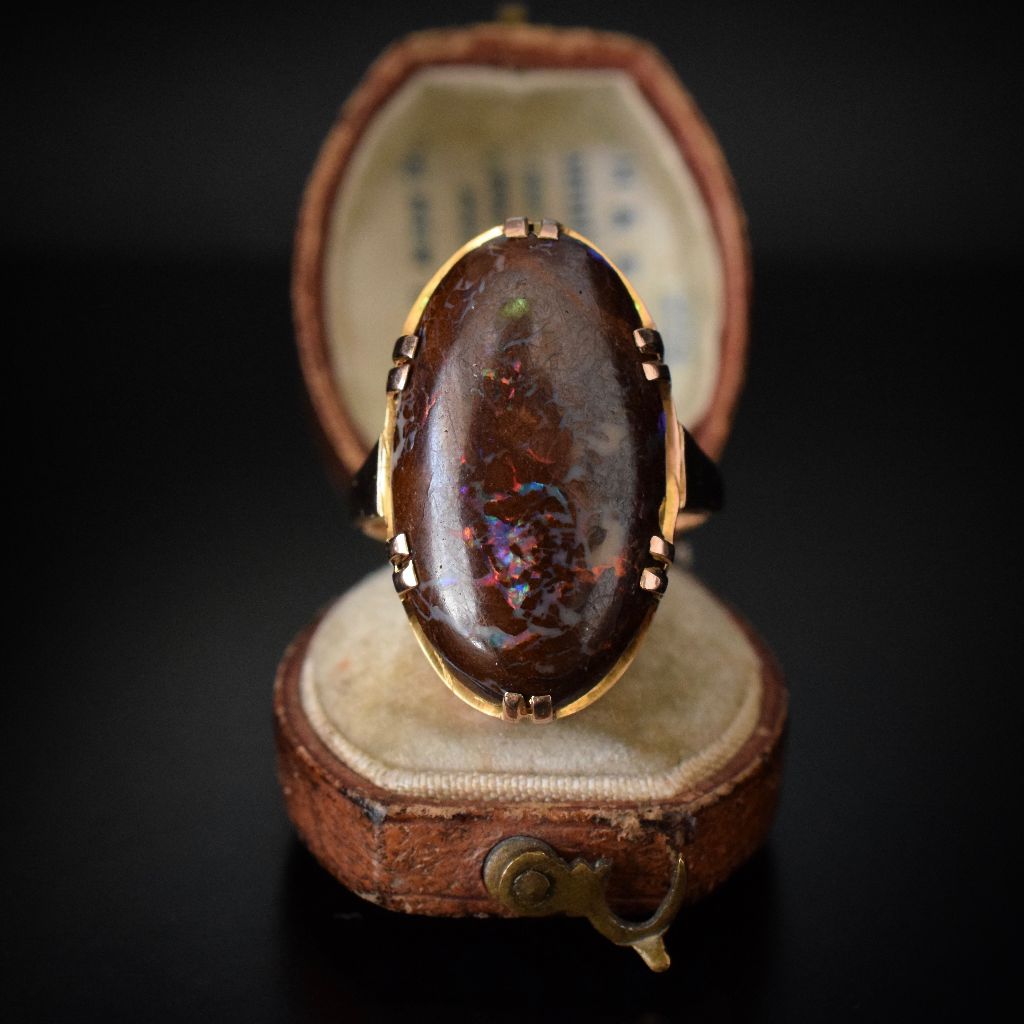 Vintage 9ct Gold large Natural Australian Boulder Opal Ring