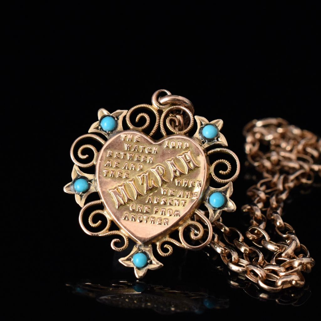 Antique Australian 9ct Rose Gold ‘Mizpah’ Pendant by Robert Rollason