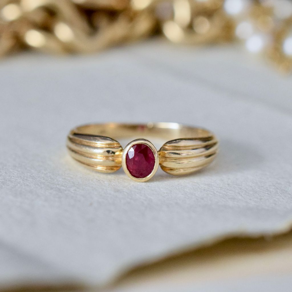 Vintage 14ct Rose Gold Ruby Ring